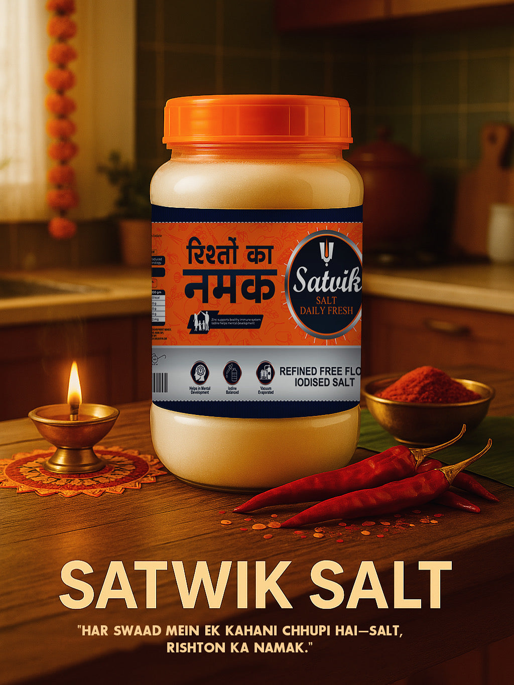 Satvik Salt – Daily Fresh | 100% Pure, Iodised, Vacuum Evaporated Salt | "रिश्तों का नमक"